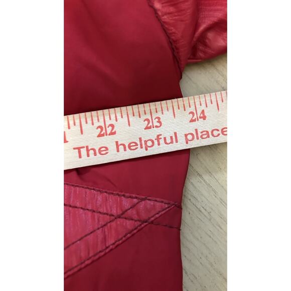 VTG 80s Red Ski Jacket Diamond Aztec Retro Hooded GORGEOUS Parka Snow Outdoor L - Picture 8 of 16